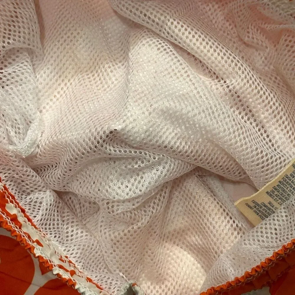 Chalaco Hibiscus Floral Swim Trunks Orange and White | Men Size 12/Medium